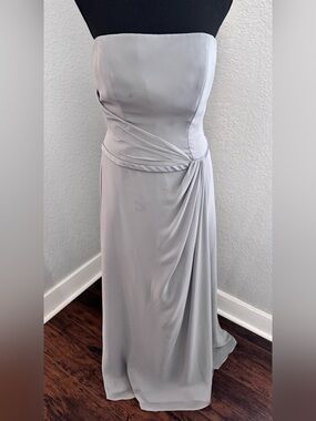 Belsoie Elegant Light Gray Draped Bridesmaid Evening Dress Size 10